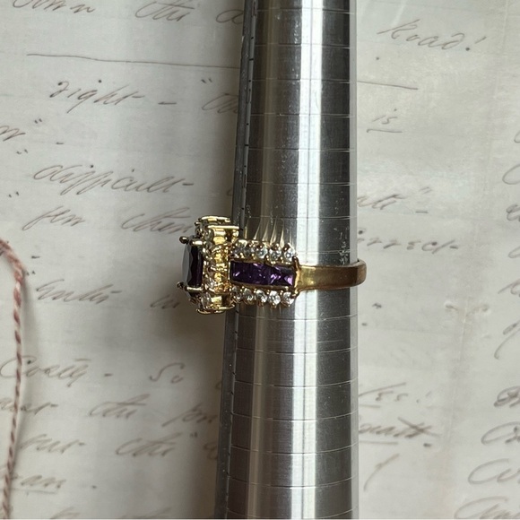 Purple and Gold Tone Women's Ring - Picture 7 of 9